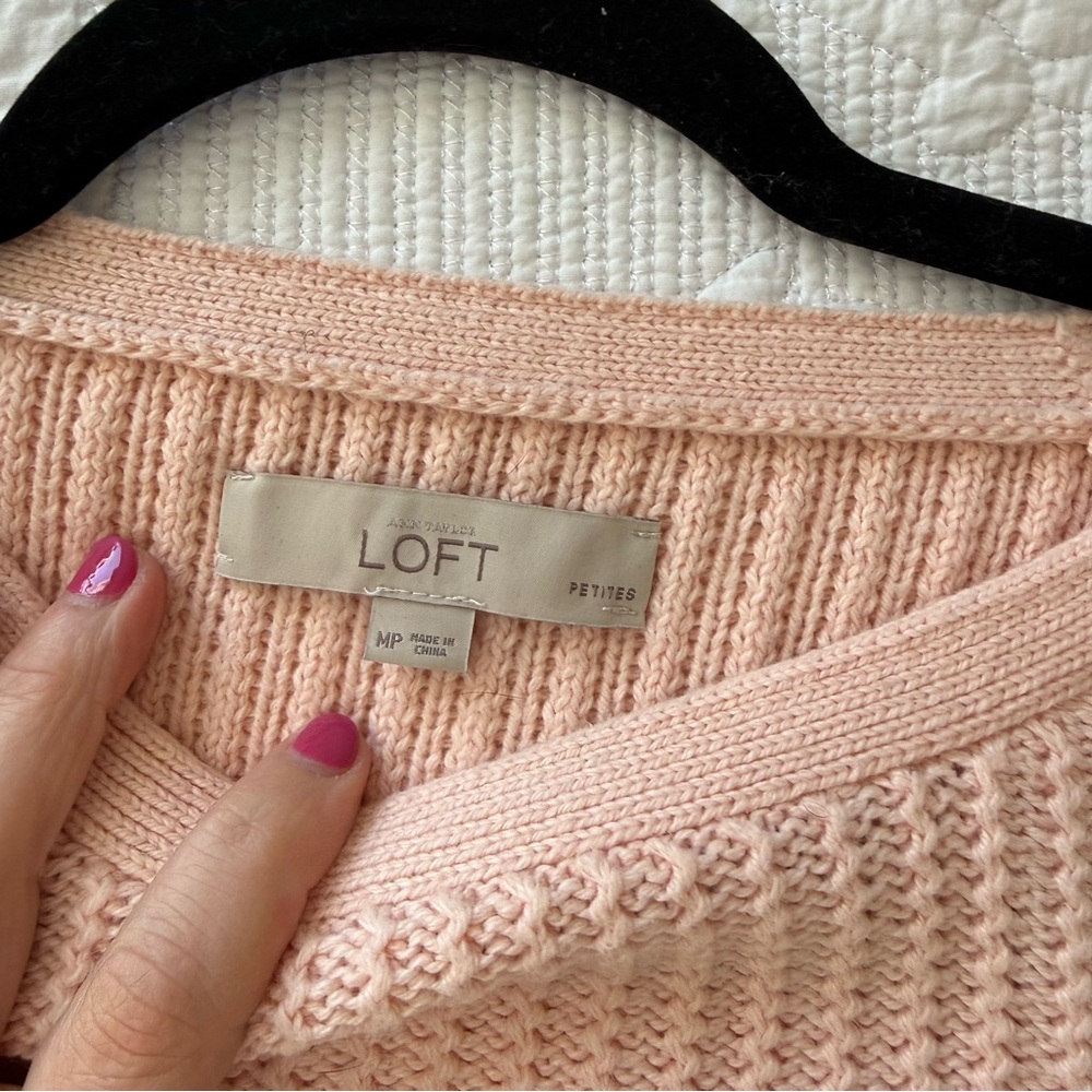 LOFT Light Pink Crochet Sleeve Sweater - Picture 3 of 4